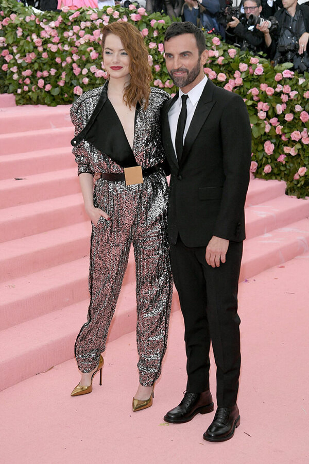 NEW YORK, NEW YORK &#8211; MAY 06: Emma Stone and Nicolas Ghesquière attend The 2019 Met Gala Celebrating Camp: Notes on Fashion at Metropolitan Museum of Art on May 06, 2019 in New York City. (Photo by Neilson Barnard/Getty Images)