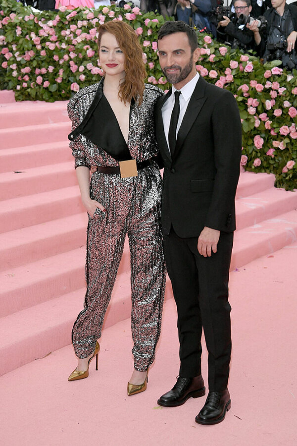 NEW YORK, NEW YORK – MAY 06: Emma Stone and Nicolas Ghesquière attend The 2019 Met Gala Celebrating Camp: Notes on Fashion at Metropolitan Museum of Art on May 06, 2019 in New York City. (Photo by Neilson Barnard/Getty Images)